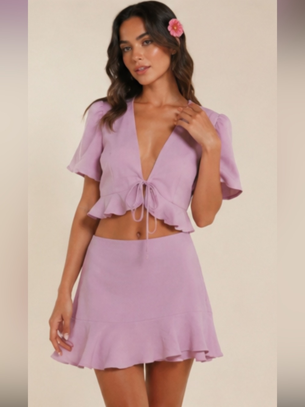 Cotton Candy LA Lavender Ruffle Mini Skirt
